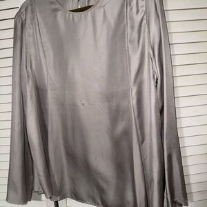 Loulou Studio Gray Satin Blouse